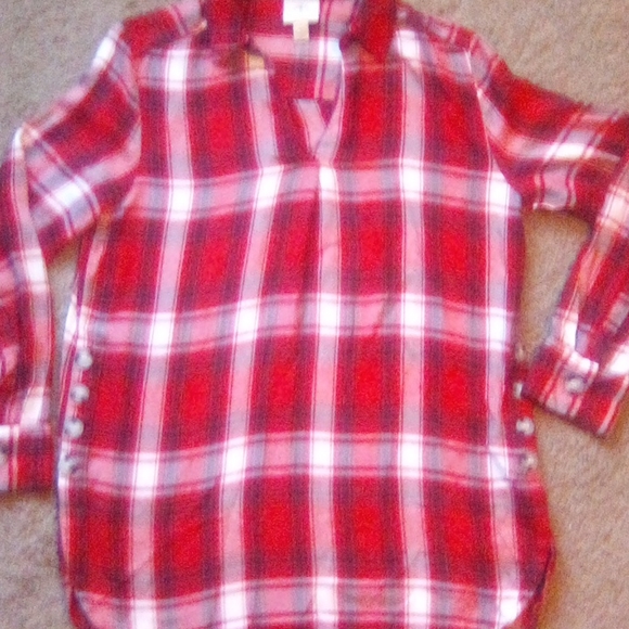 St. John Bay Woman Buttons y2kFront Long Sleeves Plaid Boho Shirt Top Size S - Picture 2 of 8